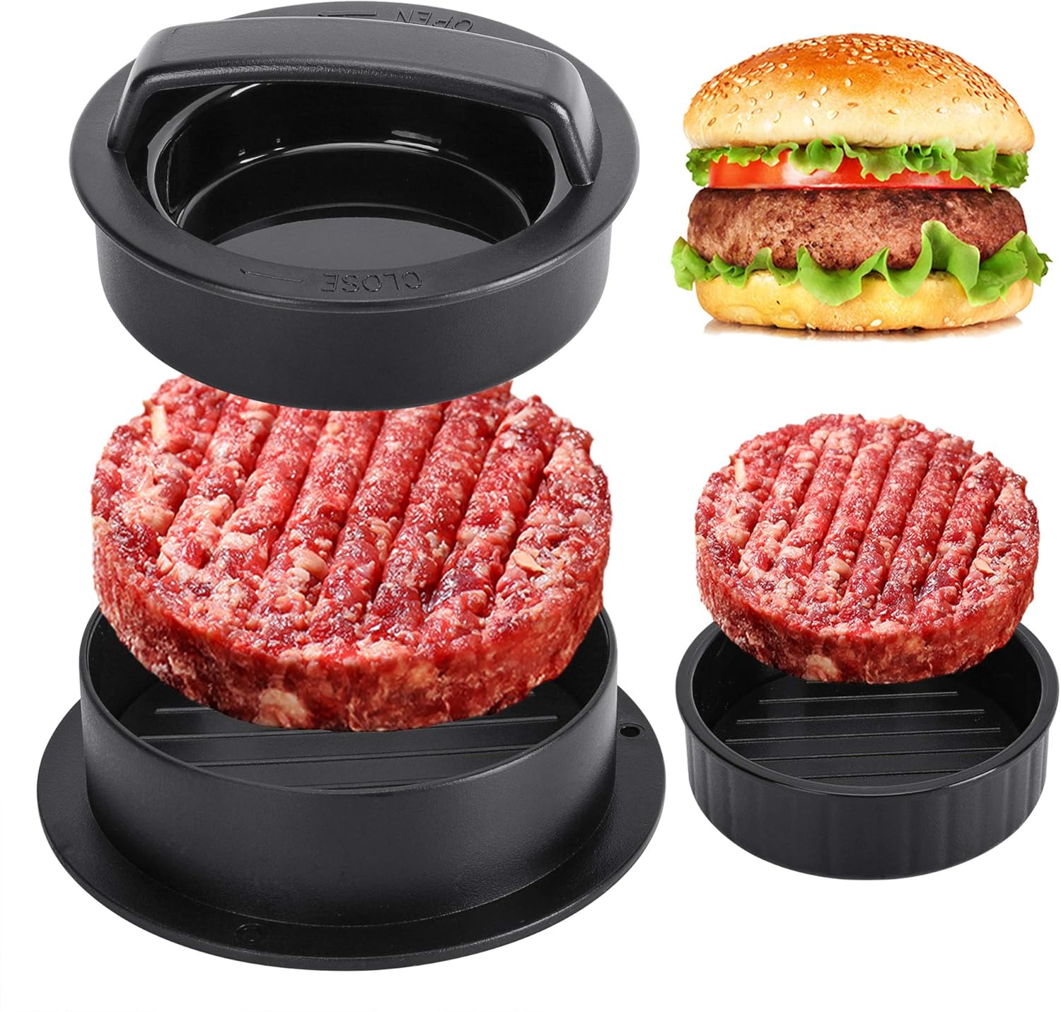 Kitchen Helper Gadgets - Round Hamburger Burger Press Beef Grill
