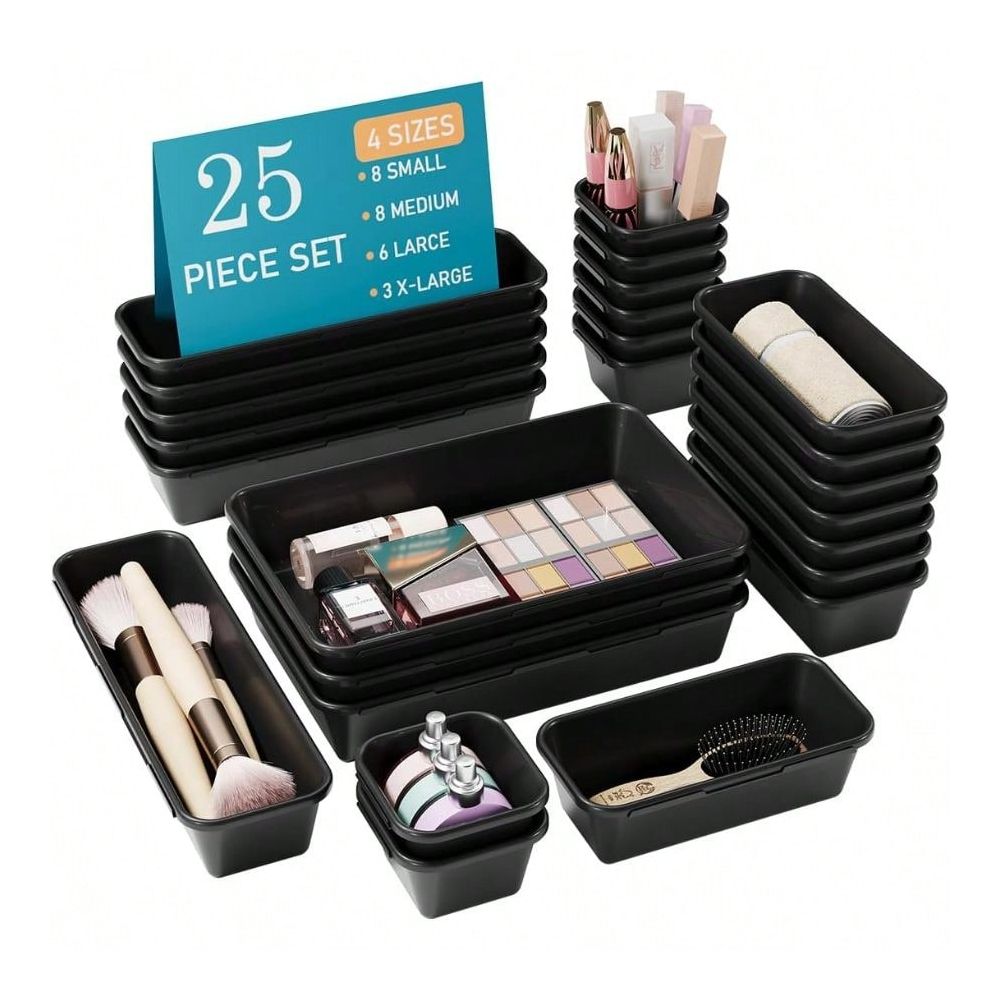 25 PCS Black Drawer Organizer  - Kitchen Gadgets For Small Kitchens ulasan dan harga