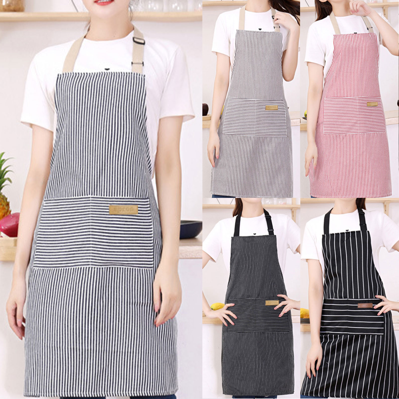 Striped Bib Apron For Men Wome - Kitchen Helper Gadgets ulasan dan harga